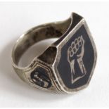 German SS finger ring for the 17th SS Panzer Grenadier Division Gotz Von Berlichingen, 835 silver