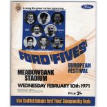 European Festival Ford Fives Tournament Football Programme at Meadowbank Stadium, 1971