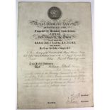 Life Saving Certificate on Vellum from the Royal Humane Society to William Pittuck for saving A.