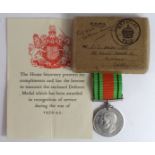 Defence medal in box to a WW1 Officer Major J.C.Eales-White who did not serve overseas in WW1 so