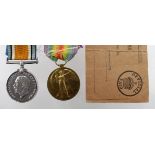 BWM & Victory Medal to 315747 Pte A E Wearing Cheshire Regt. (2)