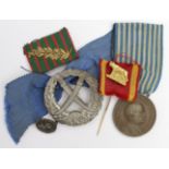 German/Italian Fascist a Frontee Russo badge (no Maker) + miniature version of this badge + Oak