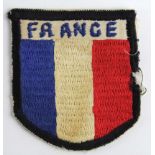 Cloth Badge: Free French Forces original WW2 embroidered arm badge in excellent worn condition.