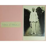 Wimbledon Tennis RP of Wilmer Allison, with separate autograph on piece. Postcard by E.Trim & co