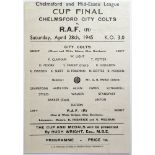 Chelmsford City Colts v RAF (R) 28th April 1945 Chelmsford and Mid-Essex League Cup Final single