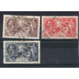 GB 1934 Seahorses 2s6d, 5s, 10s stamps, SG.450-2, good used.