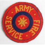 Badge an Army Fire Service printed cloth scarce arm badge, old glue to reverse.