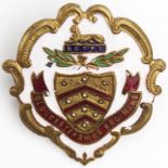 Sweetheart badge - Gloucestershire Regt. (unusual type of badge) - brass & white faced enamel