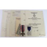 German War Merit Cross 2nd class without swords with award document dated 30-1-1943 signed by