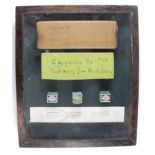 Walter Lindrum (Australian) - a unique framed group of 3 chalks and two chalk boxes, both