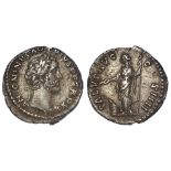 Antoninus Pius silver denarius, Rome Mint 159-160 A.D., reverse legend:- SALVTI AVG COS IIII,