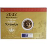 Sovereign 2002 BU in the Royal Mint card