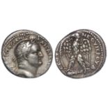 Vespasian billon tetradrachm of Antioch, obverse:- Laureate bust, right, reverse:- Eagle standing