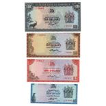 Rhodesia (4), 10 Dollars, 5 Dollars, 2 Dollars & 1 Dollar, the 1 and 5 Dollars dated 1978 the 2
