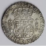 Spanish Mexico silver 8 Reales 1736 Mo MF, KM/ 103, VF with heavy water damage obverse (shipwreck