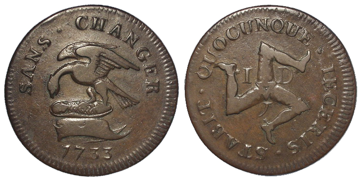 Isle of Man Penny 1733 VF