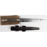 Fairbairn 2nd Pattern Commando knife c1942, knurled nickel plated grip, crossguard with broad arrow.