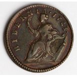 Ireland / American Colonial copper 'Woods Halfpenny' 1723, VF