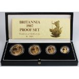 Britannia Four coin set 1987 (£100, £50, £25 & £10) Proof FDC boxed as issued