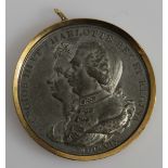 George III Jubilee 1809, white metal medal with gilt surround & top loop for suspension - Good