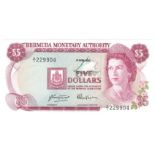 Bermuda 5 Dollars dated 1st April 1978, portrait Queen Elizabeth II at right, serial A/1 229904,