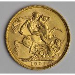 Sovereign 1901P, Perth Mint, Australia, S.3876, nEF