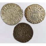Edward I Pennies (3) Bristol Mint: S.1388 Class 3b toned aVF, S.1389 Class 3c stray pellets?