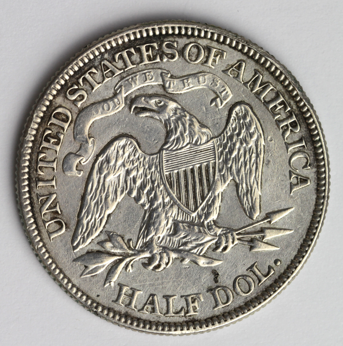 USA Half Dollar 1873 arrows at date, EF details but ex-mount repaired and with a few scratches. - Image 2 of 2