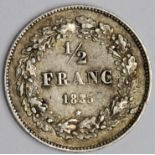 Belgium silver Half Franc 1835 VF