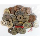 China, accumulation of mixed cash coins including some milled, a few silver minors.