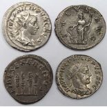 Philip I silver antoniniani, first reverse:- Four standards, Sear 8930, GVF, with reverse:- Salus,
