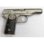 Miniature Browning Pistol 1910, metal, no moving parts.