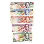Jersey (5), SPECIMEN notes 50 Pounds, 20 Pounds, 10 Pounds, 5 Pounds & 1 Pound issued 1993 and