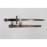 German Kriegsmarine Officers dagger, unmarked maker blade, navy blue scarce grip colour, toned