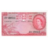 British Caribbean Territories 1 Dollar dated 2nd January 1962, portrait Queen Elizabeth II at right,