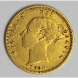 Half Sovereign 1880S, Sydney Mint, Australia, S.3862E, Fine.