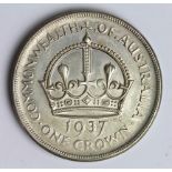 Australia Crown 1937, lightly toned proof-like EF
