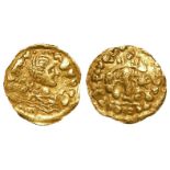 Merovingian pesudo imperial N.E.Empire, Frisia, 560-580 A.D., Lower Rhineland, gold tremissis,
