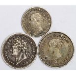 GB Maundy Oddments (3): 1d 1872 EF, 2d 1829 VF, and 2d 1865 nEF