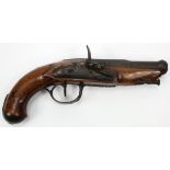 Continental flintlock pocket pistol. Part octagonal, part round canon barrel with swamped muzzle.