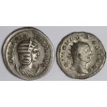 Trajan Decius silver antoninianus from the Imperial 'Divi' series, for Vespasian, reverse:- Altar,