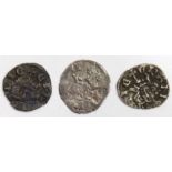 Edward I Farthings (3) London Mint: S.1446b Class 5 toned nVF slightly off-centre, S.1447 Class 6-