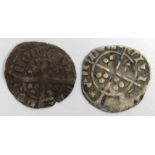 Edward I Halfpennies (2) London Mint: S.1434A Class 6 off-centre Fine, and S.1437 Class 10 dark