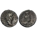 Nero Roman colonial billon tetradrachm of Alexandria, Egypt of c.27mm., obverse:- Radiate bust,