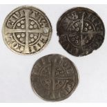 Edward I Pennies (3) Lincoln Mint: S.1392 Class 3f GF (plugged), S,1393 Class 3g F/GF, and similar