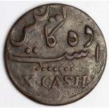 India, Madras Presidency copper 10 Cash ND (1808) GF, surface marks.