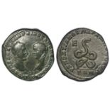 Macrinus and Diadumenian Roman colonial bronze of Moesia Inferior, Marcianopolis, of c.26mm.,