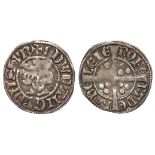 Edward I Penny, Bury St Edmunds Mint, Robert de Hadeleie, S.1395, Class 4b, ex-J.J. North, bold GF