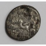 Roman Republican silver denarius, of 58 B.C., of M.Aemilius Scaurus and P.Plautius Hypsaeus,