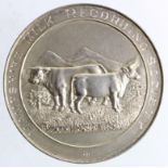 British Agricultural Medal, hallmarked silver d.51mm, 65.4g: 'Hampshire Milk Recording Society' / '